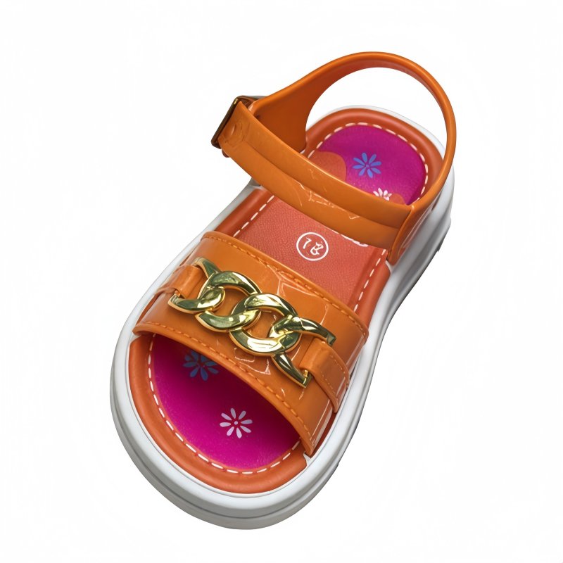 PVC Gold Chain Girls Fashion Sandals Anti-slip Soft Sole Children Casual Beach Sandals