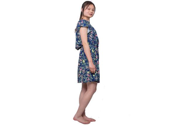 Short Sleeve Floral Maxi 100 Polyester Maxi Dress With Smocked Around Shoulder