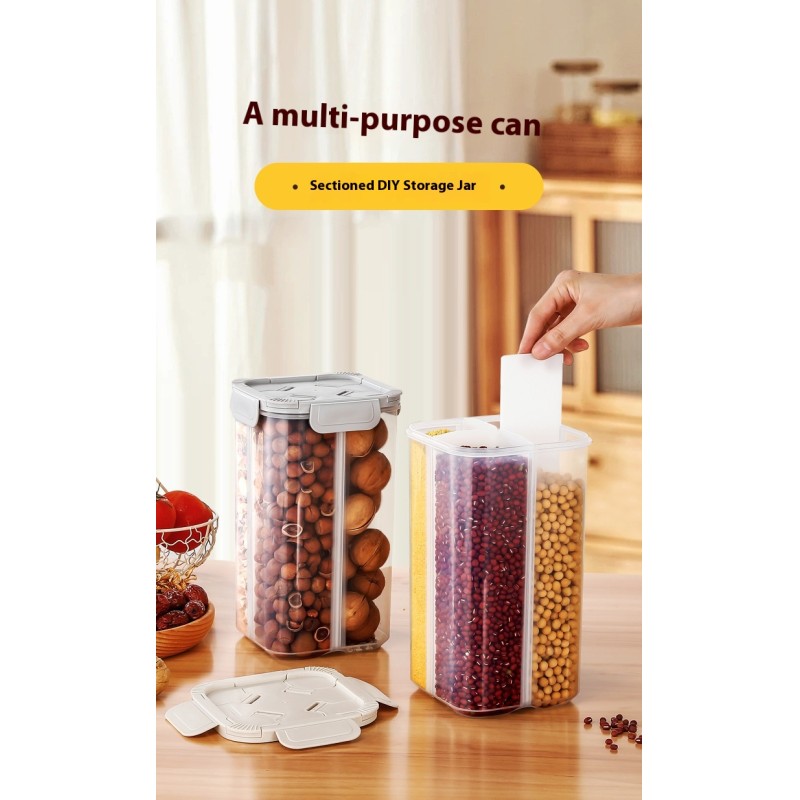 Factory Direct Sale BPA Free Modern 4-Compartment Airtight Plastic Cereal Dispenser Cereal Grain Food Storage Container