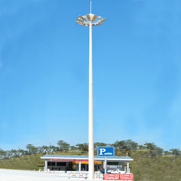 15-35m High Mast Galvanized Steel Street Light Pole Wind Speed 260m/s