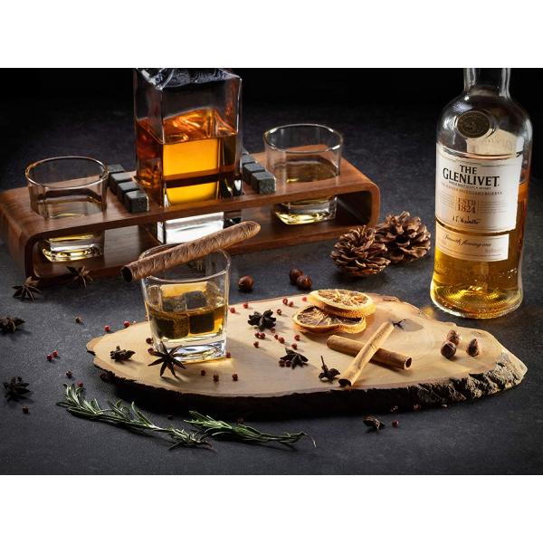 Custom Whiskey Decanter Set With Wood Stand and Chilling Stones for Party Celebrations