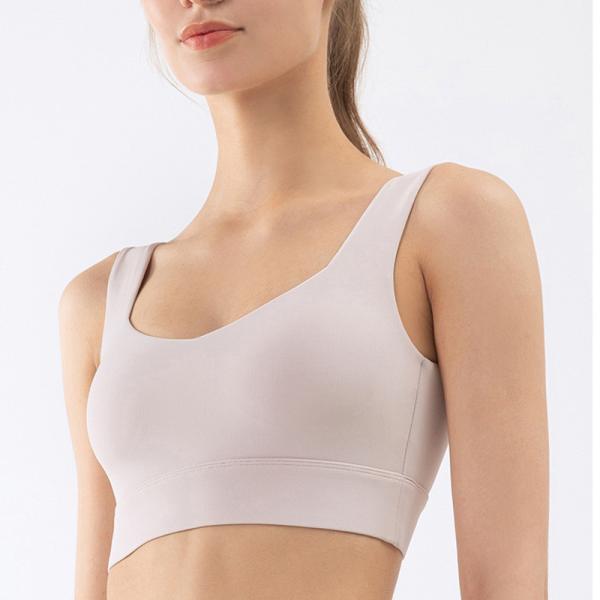 As mulheres de nylon do roupa interior macio cor-de-rosa dos esportes iluminam o sutiã da ioga da aptidão