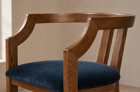Custom Curved Wood Upholstered Dining Chair | CYC-006