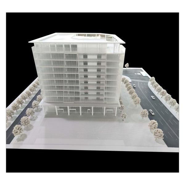 Office Building Models Architectural 1:150 With Glass Facade And Urban Streetscape