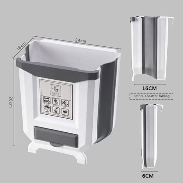 Manufacture Quality Home Plastic Dustbin Waste Bin Folding Wall Mounted Hanging Trash Can for Kitchen