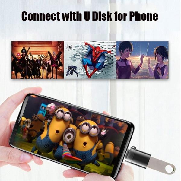 High Compatible Mini Lanyard Metal Shell OTG Type C 3.1 Male to USB 3.0 Female Adapter