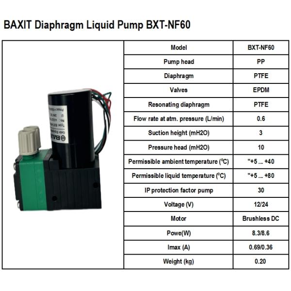 NF60 600ml/min Liquid pump DC12V 24V Diaphragm Vacuum Pump