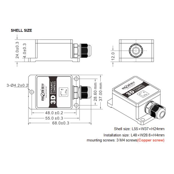 DCM260B 3-осевой электронный компас-сенсор 3D MEMS с компенсацией наклона