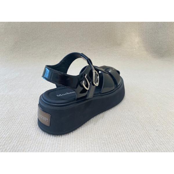 Fashion Black Velvet Platform Sandals Bright Surface Summer