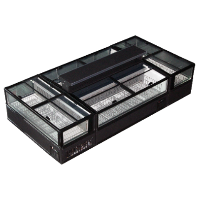 GRAND Series Static Cooling Combinable Sliding Glass Island Display Freezer for Frozen Food