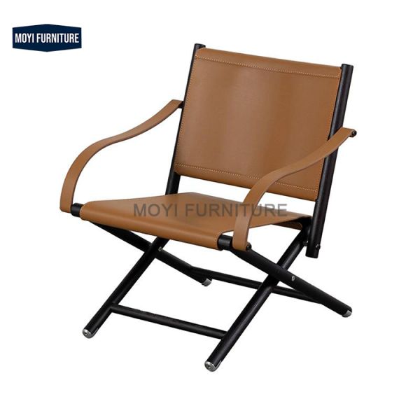 No Electric Italian Designer Light Luxury Living Room Folding Chair Portable Leather Wood Recliner Armchairs Villa Home