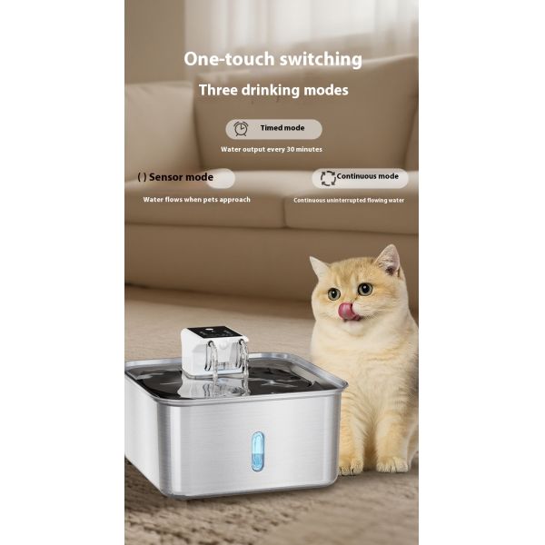 Large Capacity 7L All Stainless Steel Rechargeable Pet Water Dispenser Eco-Friendly Automatic Dog/Cat Bowl Solid Unplugged New