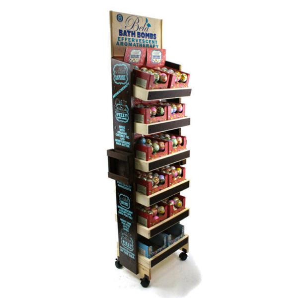Movable 6-tier Wax Melt Display Stand Floorstanding Wooden Wax Display Rack