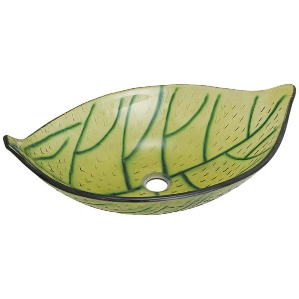 565mm Length Countertop Wash Basin Green Leaf 365mm Width Hot Melted Hand Drawing