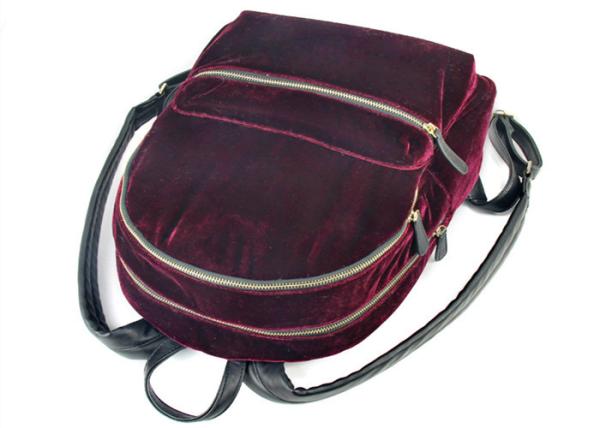Velvet Casual Lightweight Nylon Backpack , Flannel Ladies Mini Backpack With Mochila Zipper