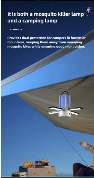 JZ 3 in 1 USB Rechargeable Night Light and Mosquito Killer Lamp for Camping and Traveling Bug Zapper with 4000mah Big Battery