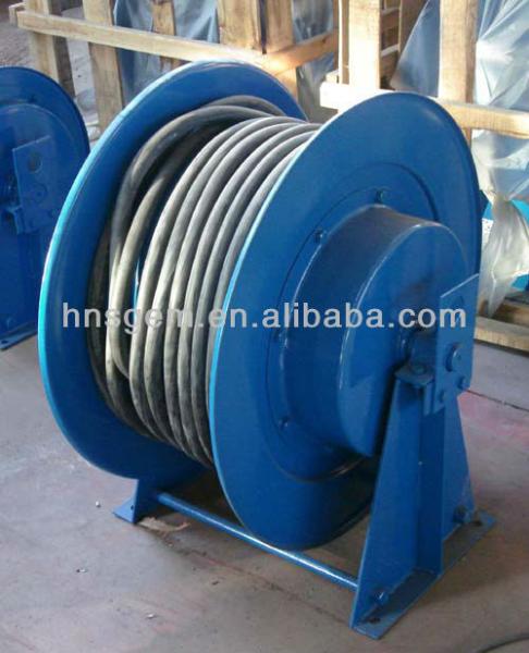Triangular Bracket Motorized Cable Reel , Retractable Wire Rope Reel Blue Color