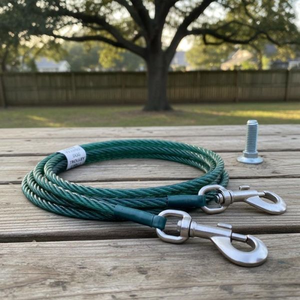 High Carbon Steel Dog Tie Out Cable with 7x7 Construction and PVC Coated for Outdoor Dog Trolley System