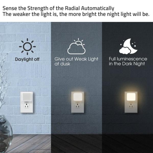 Plug in Night Light Bulbs LED with Dusk to Dawn Smart Sensor, 0.3W Daylight LED Night Lights