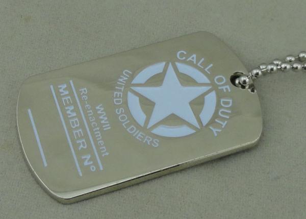 Army Personalised Dog Tags , Die Casting Zinc Alloy Dog Tag Nickel Plating