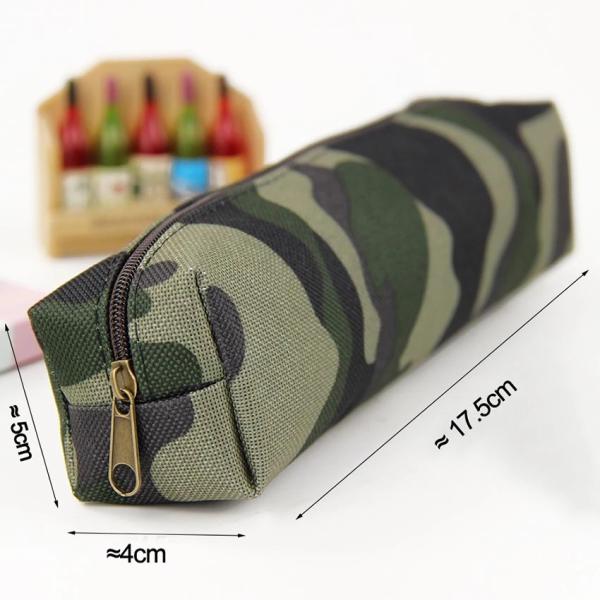 A escola personalizada fábrica do saco do lápis da lona da caixa de lápis da camuflagem fornece o malote cosmético de tiragem do pacote da caixa dos artigos de papelaria