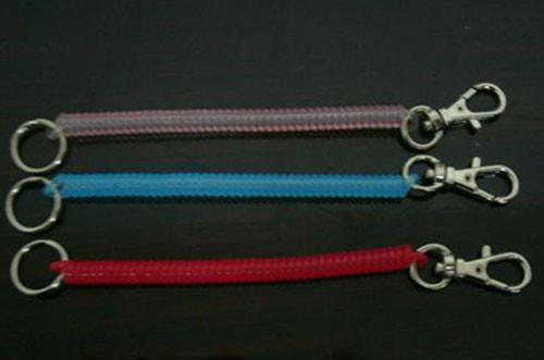 Custom Pantone Colors Spiral Coil Key Chains w/Metal Snap Clip and 12mm Split Ring
