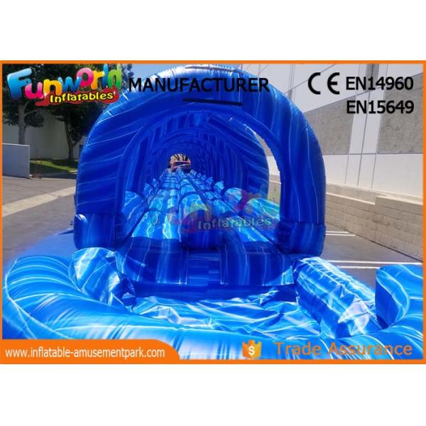 Blue 0.55mm Pvc Tarpaulin Commercial Inflatable Slide / Blow Up Slip N Slide For Adult And Kids