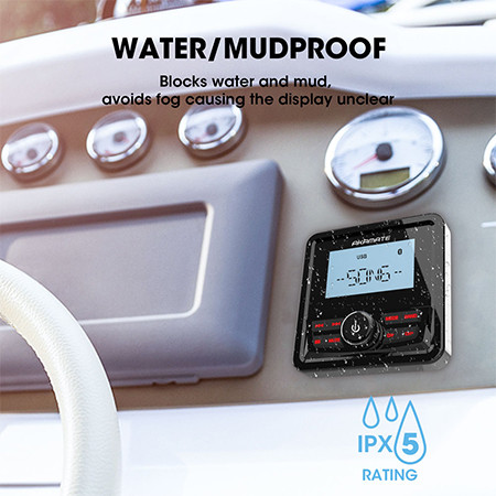 Boat RV ATV SUV Marine Stereo with IPX5 Waterproof Rating and USB Bluetooth