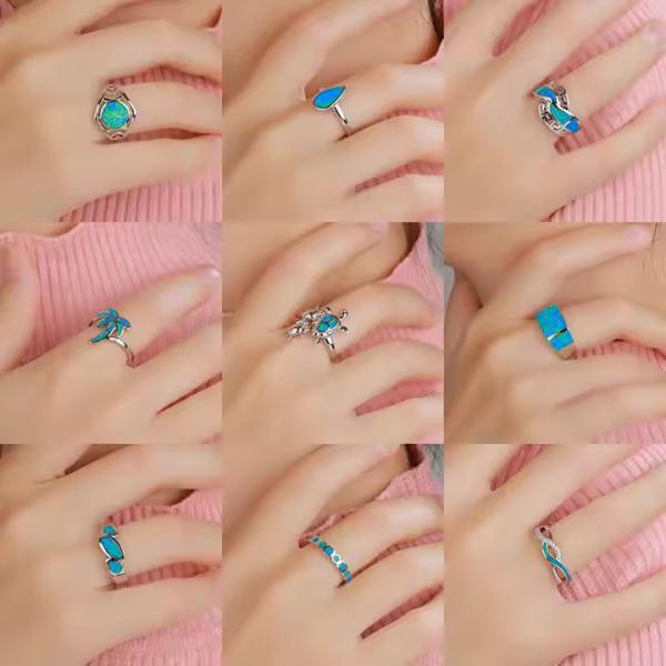 Engagement Wedding Stone Sterling Opal Jewelry Rings White Gold Plated