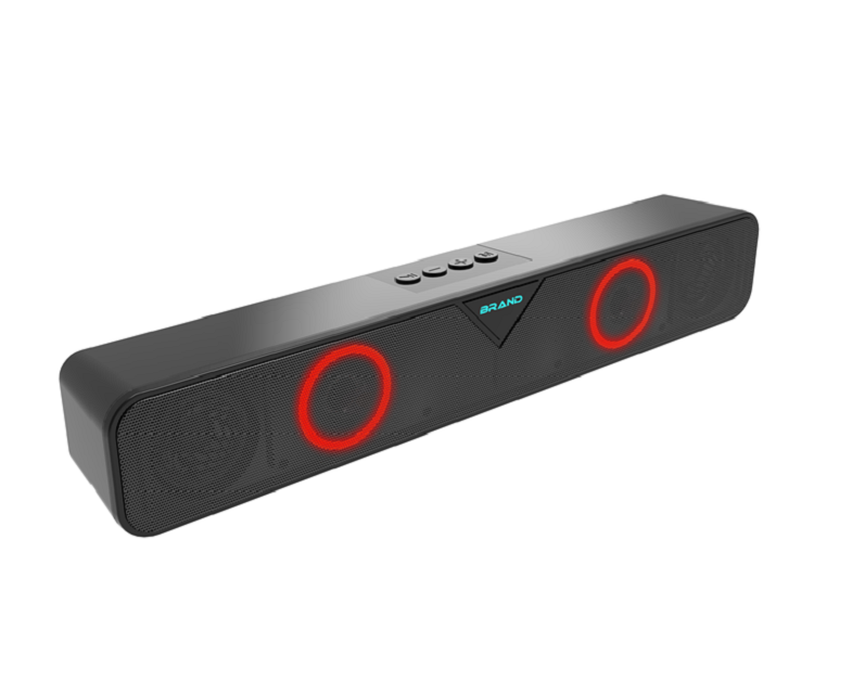 Glowing Soundbar,5W*2, BT/USB/TF/AUX/FM, RGB Light, 1200mAh Battery