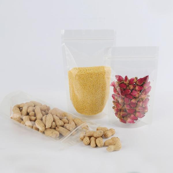 5.5 x 7.9 Inch Transparent Clear Stand Up Pouches Bag for Dry Fruit, Tea, Beans, Chili, Spices, Snack Food Packaging
