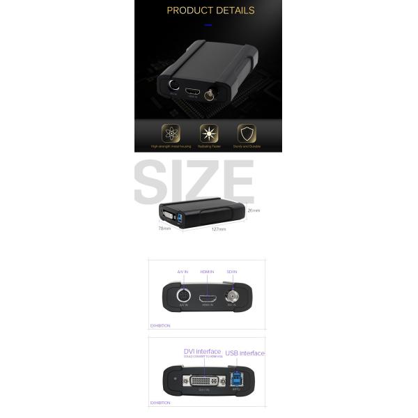 Max.FPS 1920x1080p 60/50fps USB Video Capture Card Grabber With Multiple Video Inputs