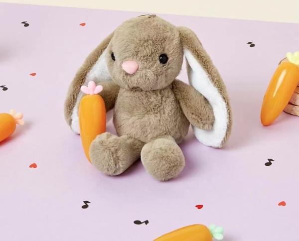 3 Colors 100% PP Cotton Filling Rabbit Key Chain With Music Box