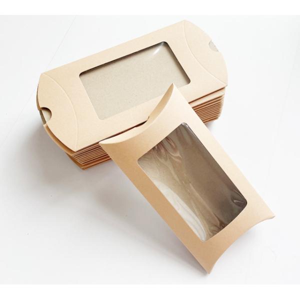Window View Custom Logo Printing Kraft Pillow Gift Boxes for Candy Snack Jewelry Accessories