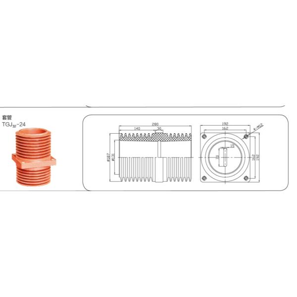 24kv Casting Resin Switch Cabinet Through Wall Bushing for Single Copper Bus-Bar