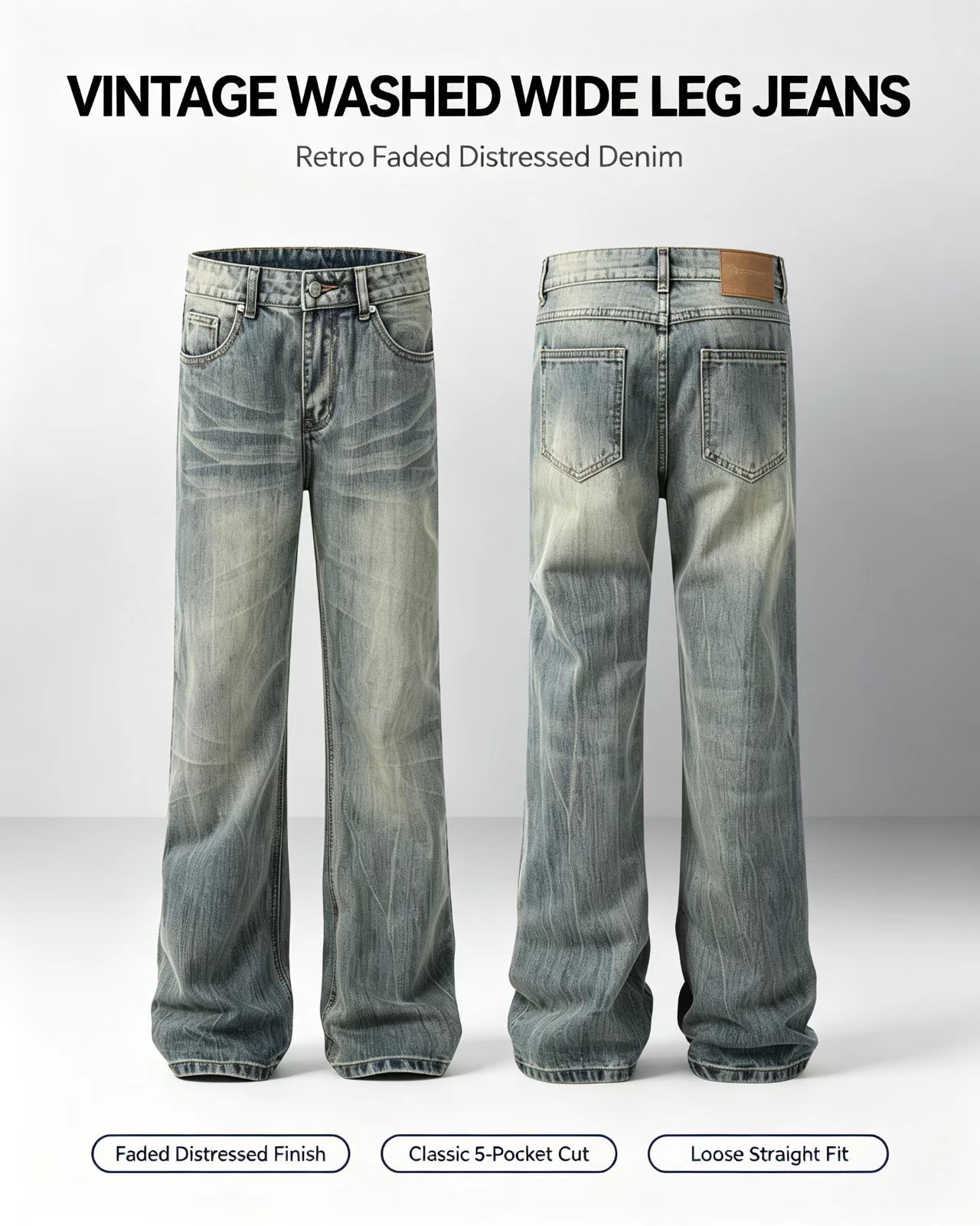 Relaxed fit casual denim trousers crafted from durable cotton blend fabric ensuring comfort and style for casual daily
