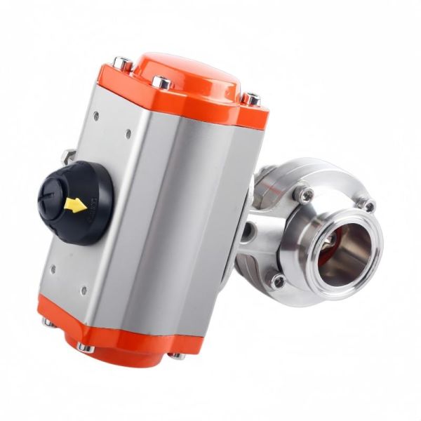 Sanitary Tri Clamp Pneumatic Butterfly Valve 304 Stainless Steel Food Grade Air Operated Shut Off Valve
