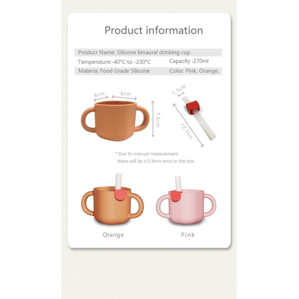 Coupe d'alimentation en silicone pour enfants 270 ml avec paille BPA formation gratuite