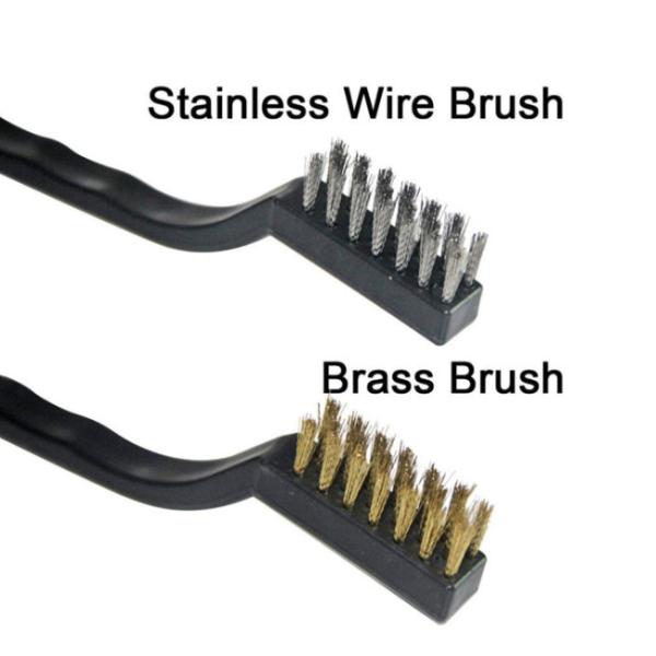 3 cepillo de pulido de limpieza del moho del metal Pp de las PC del PDA de cobre amarillo de Mini Wire Brush Set Steel