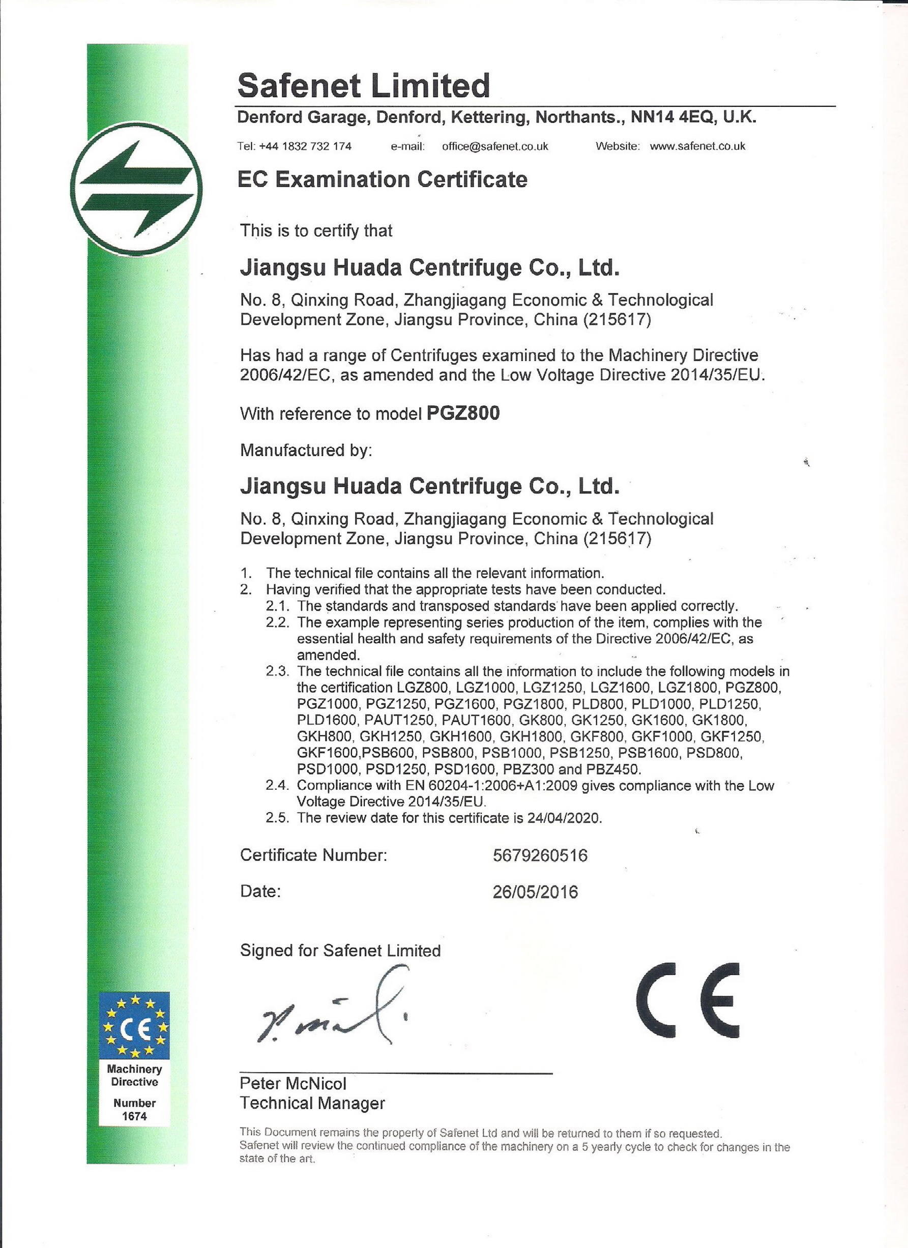 zhangjiagang smart machinery co.,ltd Сертификации