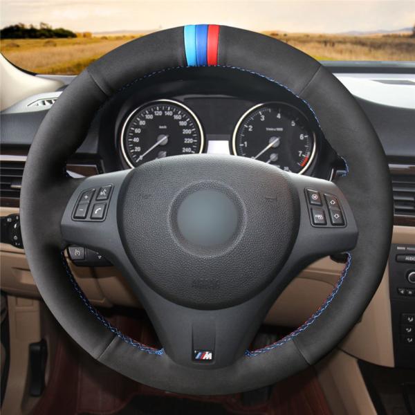 Hand Sewing Suede Steering Wheel Cover for BMW 1 Series E81 E82 E87 E88 E90 LCI E91 M3 E92 E93