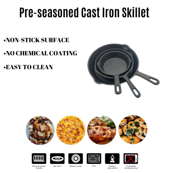 Вокруг Pre закаленного Skillet литого железа с диаметром крышки 6,3 дюйма 8 дюймов