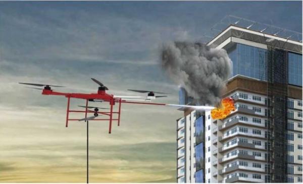 16m/S Tethering Power System Fire Fighting Uav