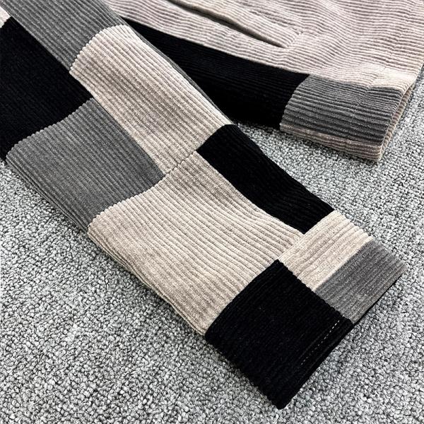 Chemise à carreaux en flanelle personnalisée pour hommes, à manches longues, fermeture éclair, chemise en velours côtelé avec patchwork de couleurs et taille personnalisée