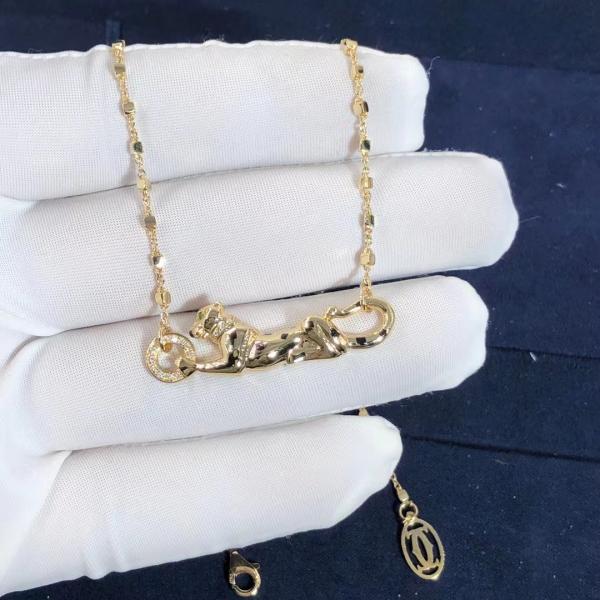 Car Tie 18k Gold  PanthèRe De Car Tier Necklace Rose Gold Tsavorite Garnets VVS Diamonds