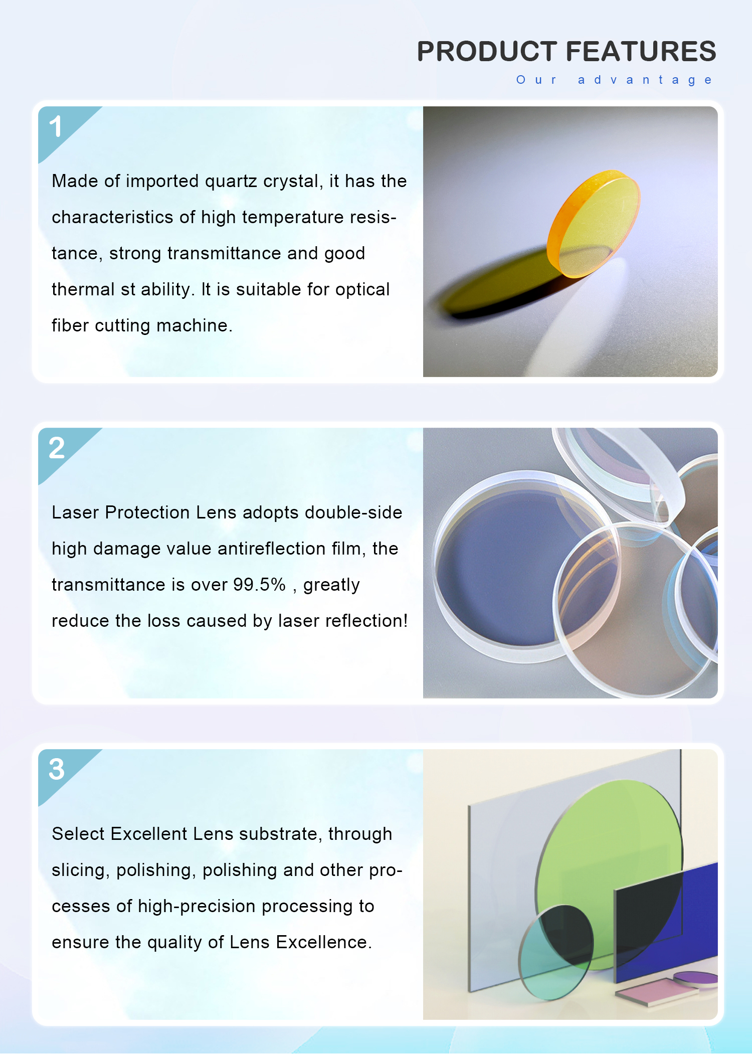 Borosilicate Calcium Fluoride  Bandpass Dichroic 100mm Optical Filter Optical Window for Laser Scanner