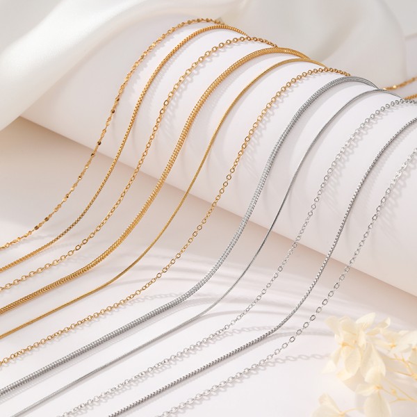 Stainless Steel 18k Gold Plated Necklace Silver Necklace Chopin Starry Sky Clavicle Box Chain Pendant for Diy Jewelry Making