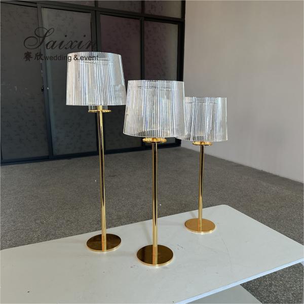 Venda quente decoração de casamento chique 3 pcs conjunto transparente lâmpada sombra suportar porta-lâmpadas para a peça central do evento