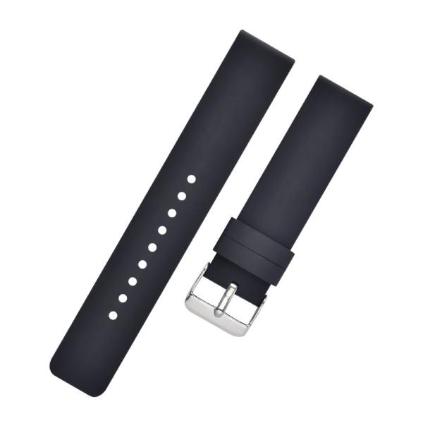 Correia de relógio preta do silicone da forma 20mm com a curvatura 201L de aço inoxidável