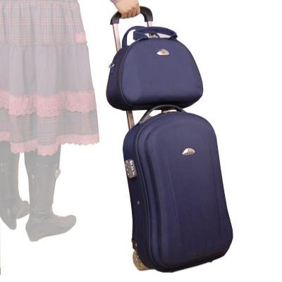 Unisex Dark Blue polyester/ nylon Trolley Bag Internal trolley system with aluminum rod